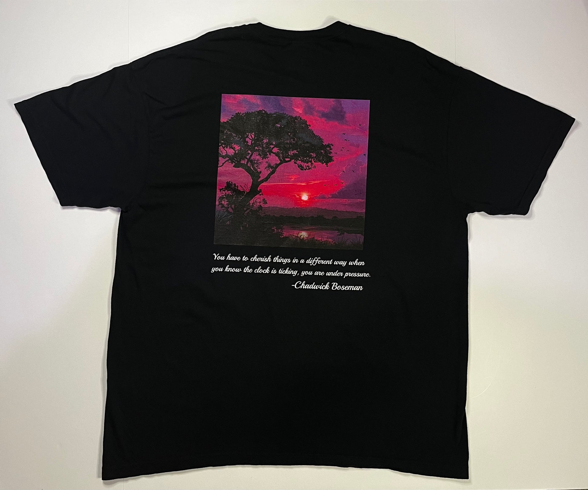 back side black panther, chadwick boseman tribute graphic t-shirt